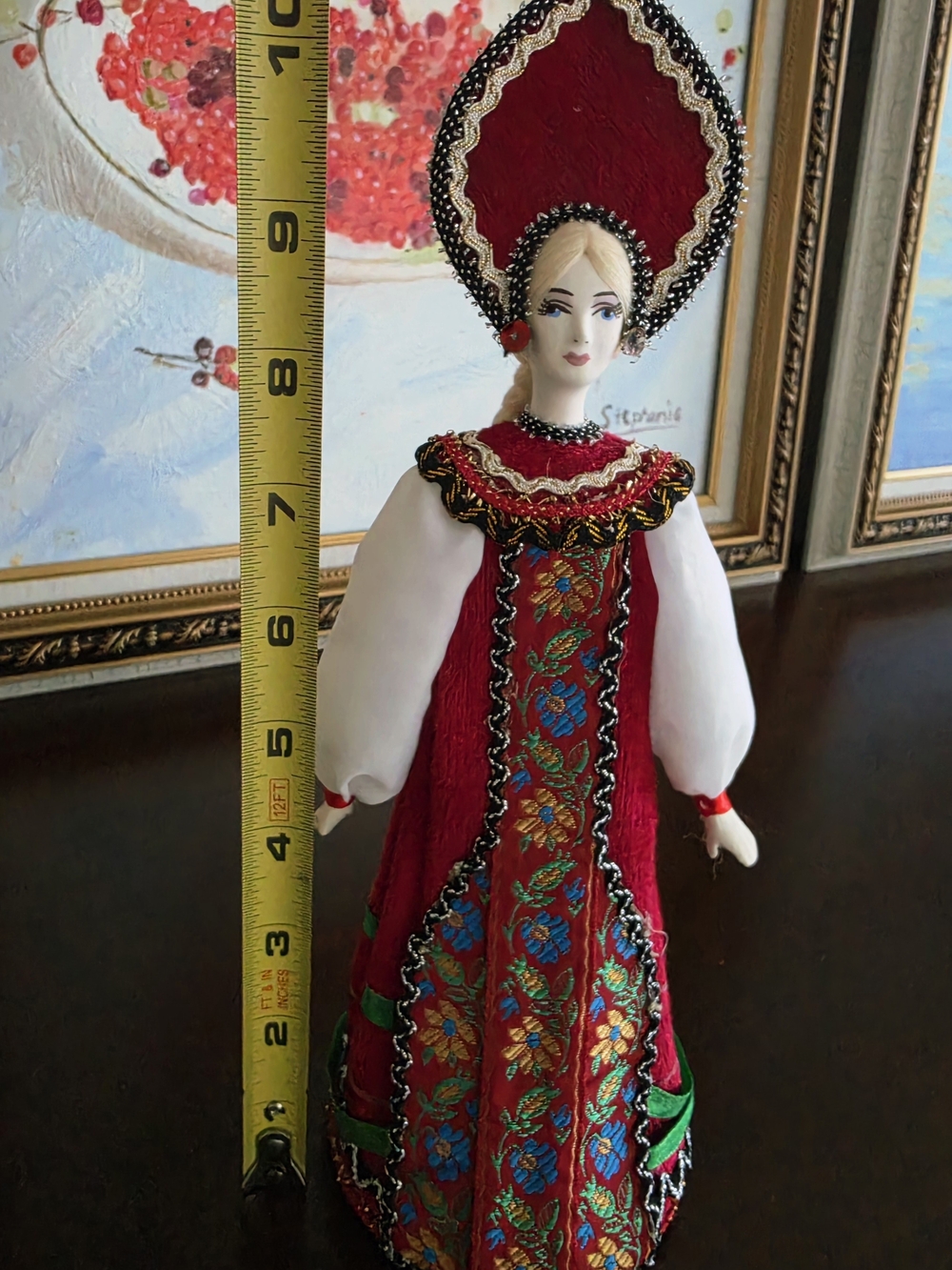 Vintage Russian Beauty Collectible Doll Coloful Porcelain Face Handmade 10"